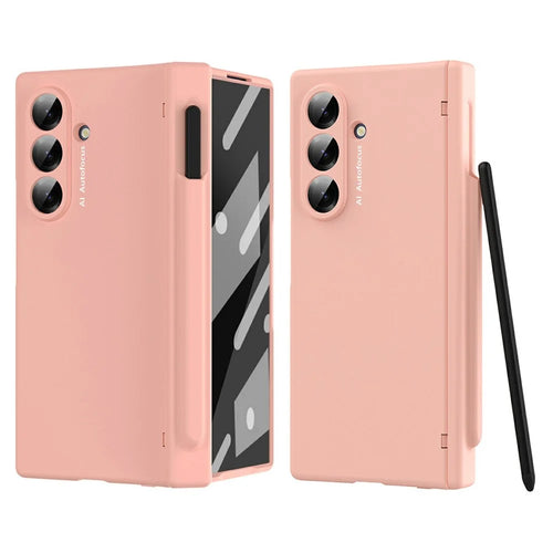 For Samsung Galaxy Z Fold7 5G Case Hinge Protection PC Phone Cover with Stylus / Stylus Slot - Pink - 1