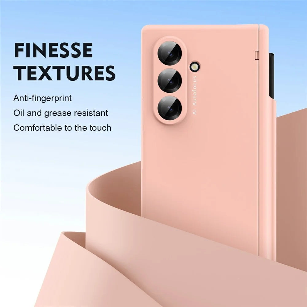 For Samsung Galaxy Z Fold7 5G Case Hinge Protection PC Phone Cover with Stylus / Stylus Slot - Pink - 3