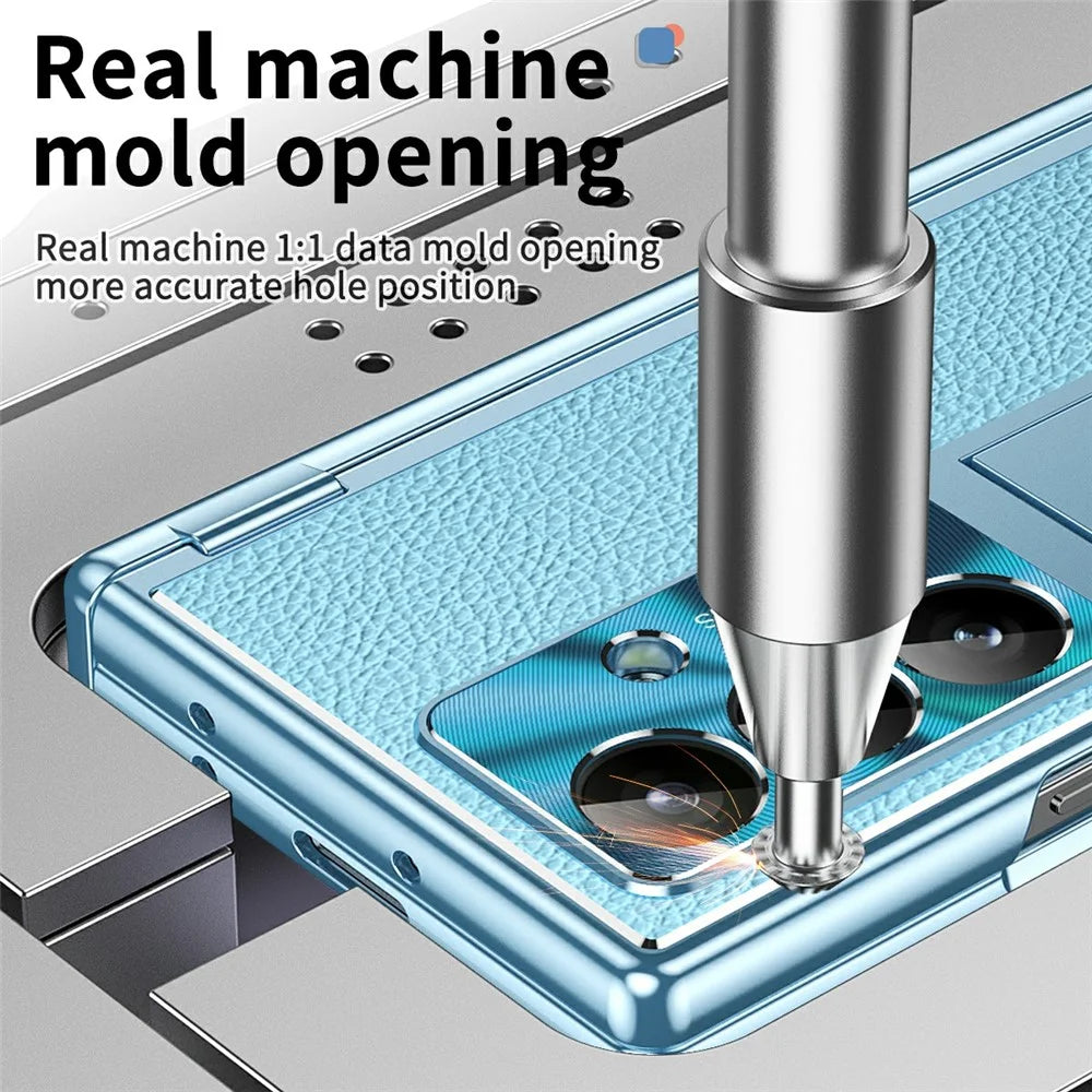 For Samsung Galaxy Z Fold7 5G Case Hinge Protection PU + PC Phone Cover with Tempered Glass Film / Stylus - Blue - 2