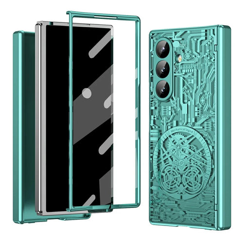 For Samsung Galaxy Z Fold7 5G Case Mechanical Legend Electroplating PC Phone Cover - Green - 1
