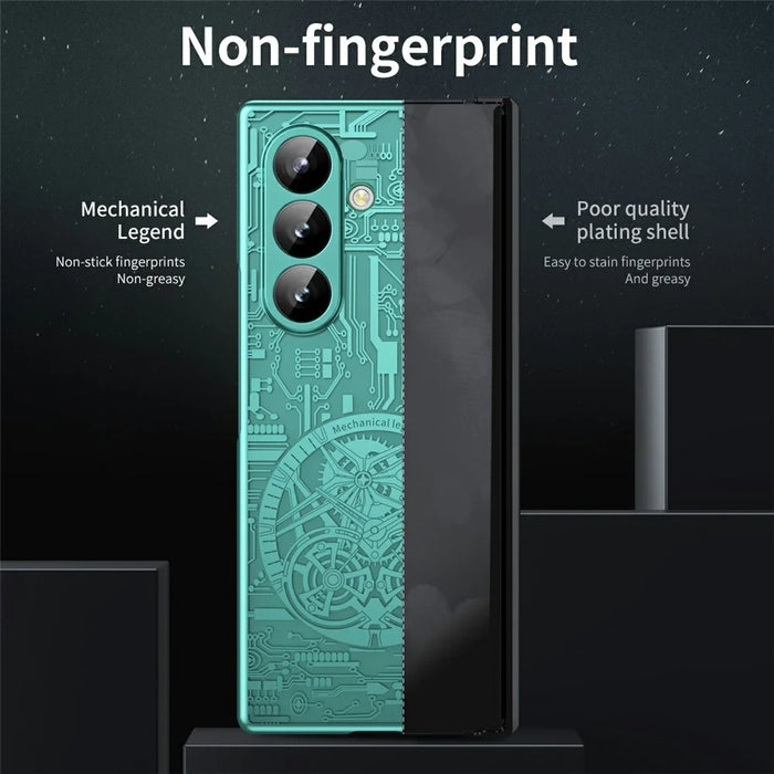 For Samsung Galaxy Z Fold7 5G Case Mechanical Legend Electroplating PC Phone Cover - Green - 6