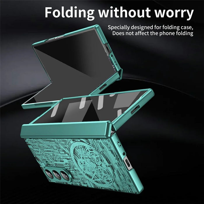 For Samsung Galaxy Z Fold7 5G Case Mechanical Legend Electroplating PC Phone Cover - Green - 7