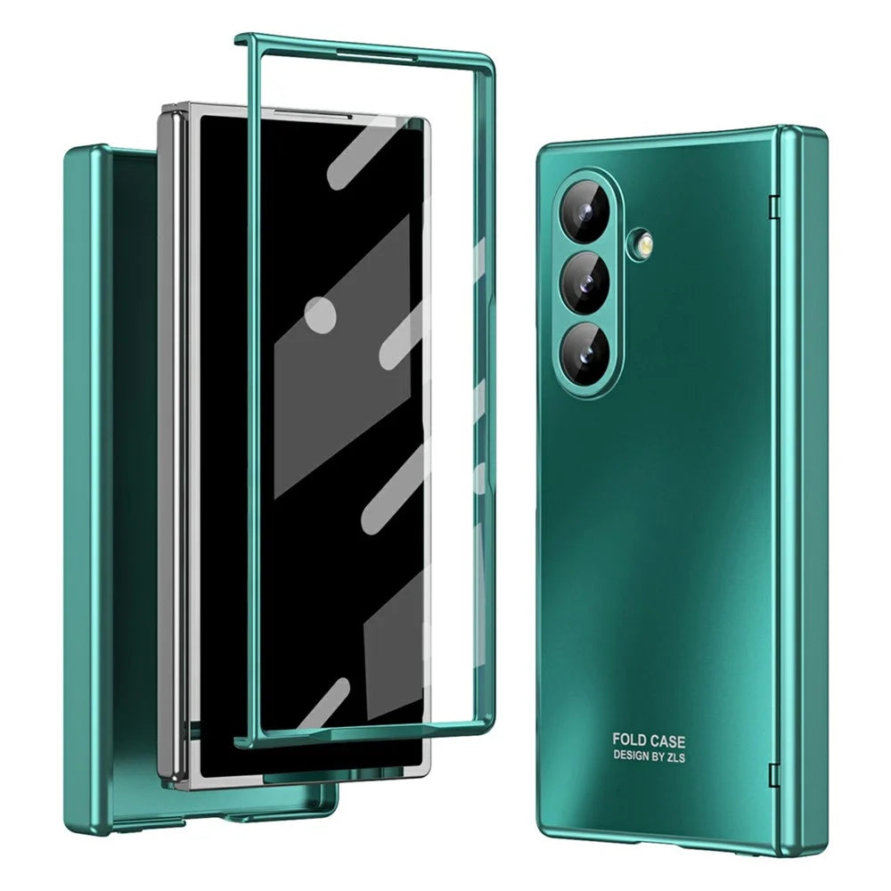 For Samsung Galaxy Z Fold7 5G Case Hard PC Shockproof Phone Cover with Front Screen Film - Green - 1