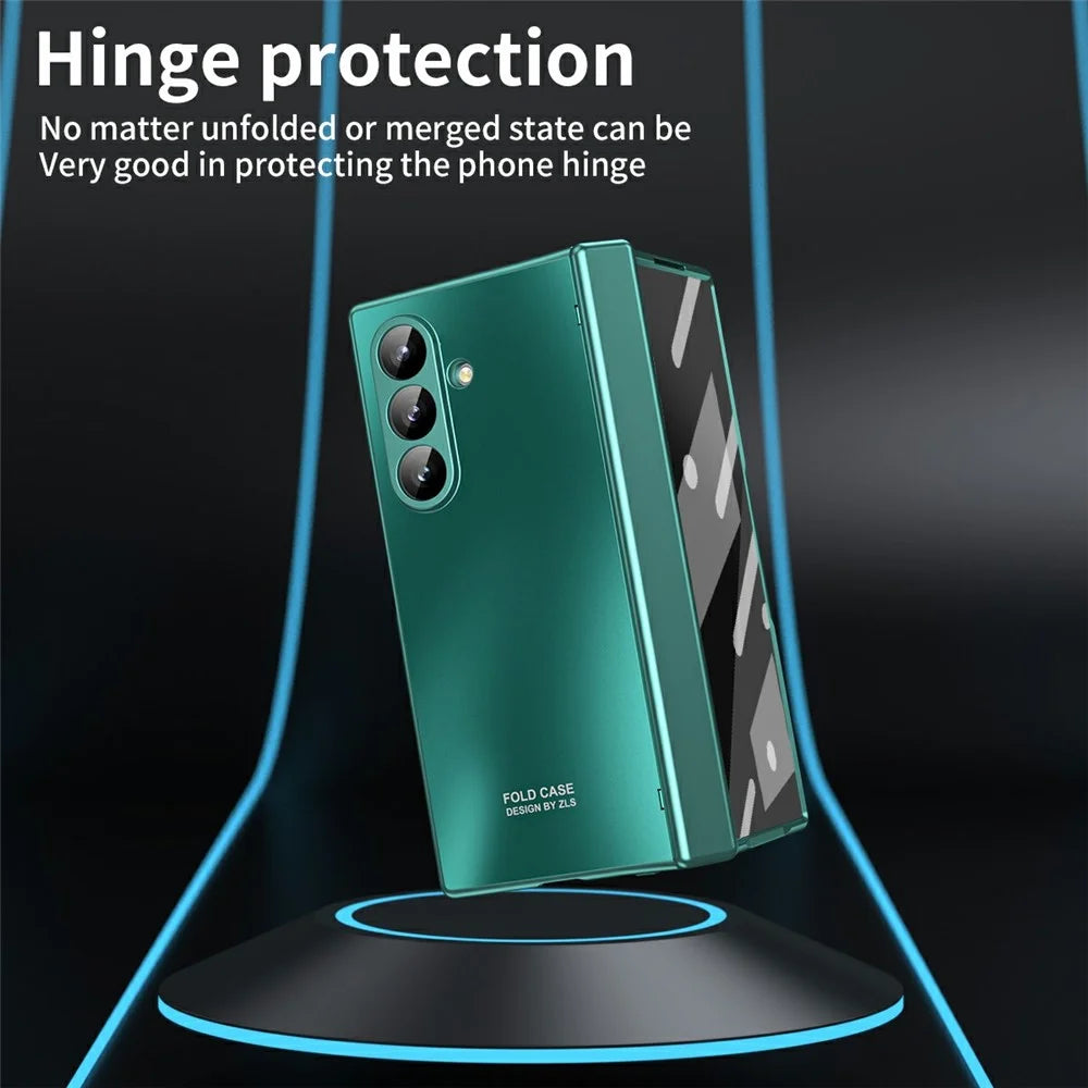 For Samsung Galaxy Z Fold7 5G Case Hard PC Shockproof Phone Cover with Front Screen Film - Green - 3