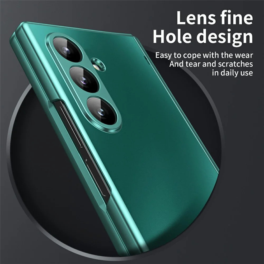 For Samsung Galaxy Z Fold7 5G Case Hard PC Shockproof Phone Cover with Front Screen Film - Green - 4