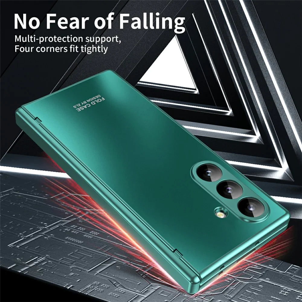 For Samsung Galaxy Z Fold7 5G Case Hard PC Shockproof Phone Cover with Front Screen Film - Green - 5