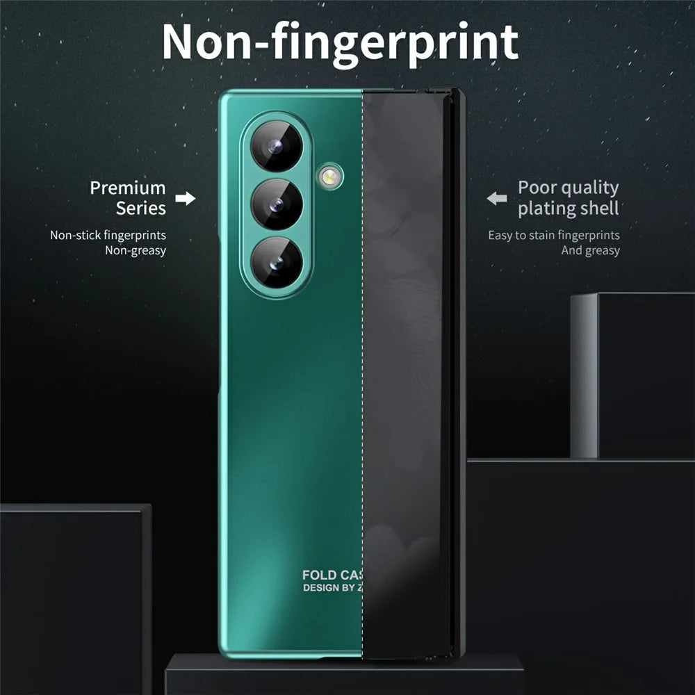 For Samsung Galaxy Z Fold7 5G Case Hard PC Shockproof Phone Cover with Front Screen Film - Green - 6