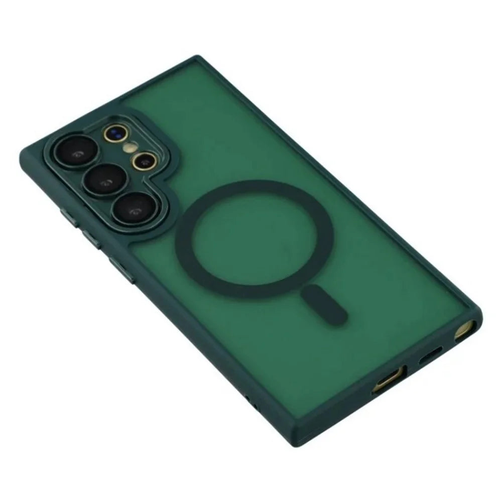 WANLONFENG QB1 Series For Samsung Galaxy S25 Ultra Magnetic Case PC TPU Shockproof Phone Back Cover - Dark Green - 4