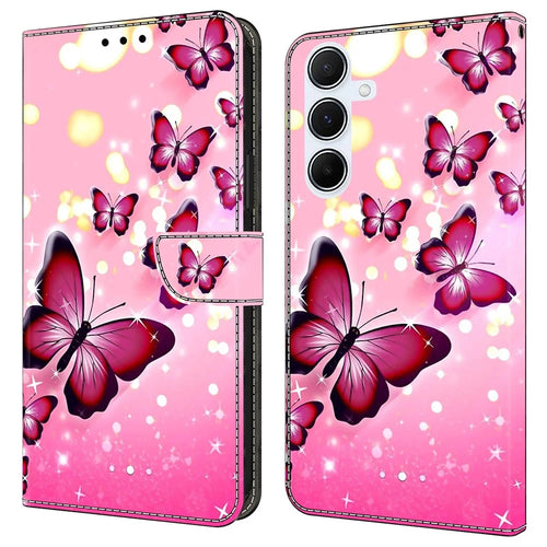For Samsung Galaxy A18 5G / A17 5G / A17 4G / A26 5G Case Wallet Stand Pattern Printing PU Leather Flip Phone Cover - Pink Butterfly - 1
