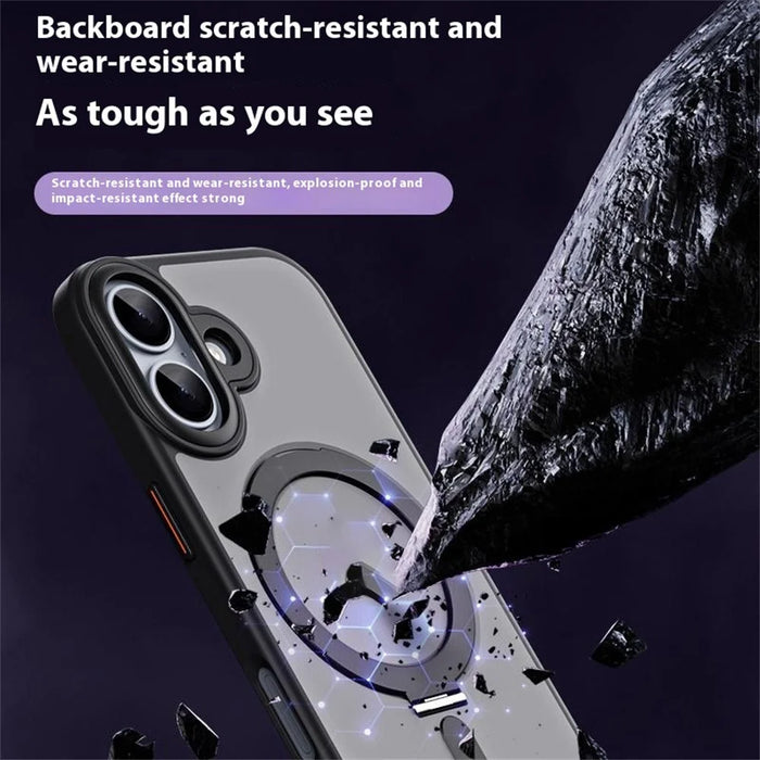 For iPhone 17 Case TPU + Acrylic Hidden Magnetic Kickstand Phone Cover - Black - 2