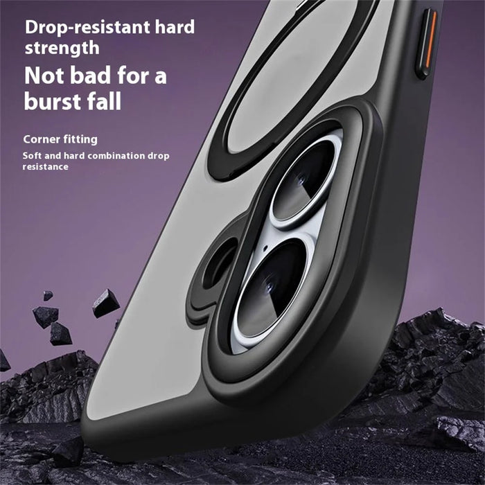 For iPhone 17 Case TPU + Acrylic Hidden Magnetic Kickstand Phone Cover - Black - 4