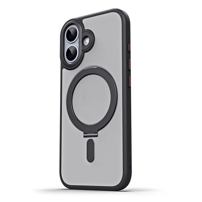 For iPhone 17 Case TPU + Acrylic Hidden Magnetic Kickstand Phone Cover - Black - 6