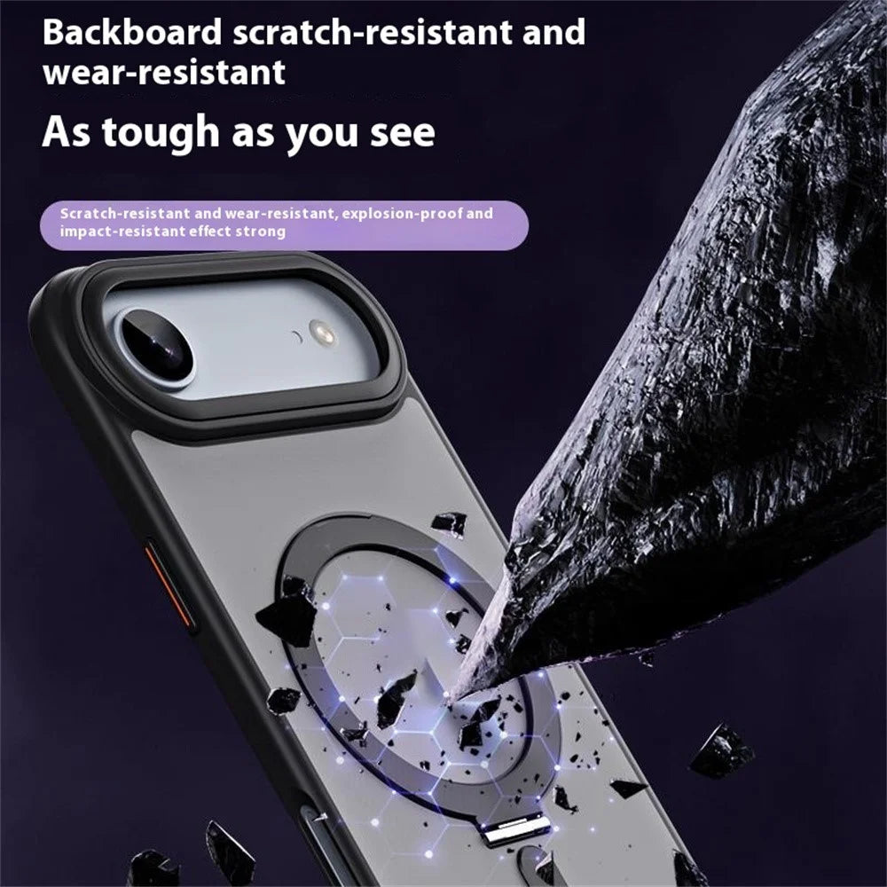 For iPhone Air Case TPU + Acrylic Hidden Magnetic Kickstand Phone Cover - Black - 2