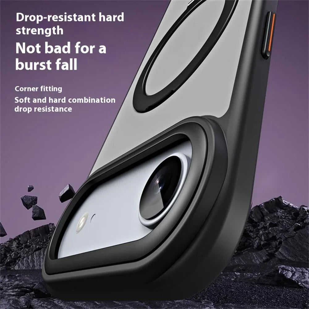 For iPhone Air Case TPU + Acrylic Hidden Magnetic Kickstand Phone Cover - Black - 4
