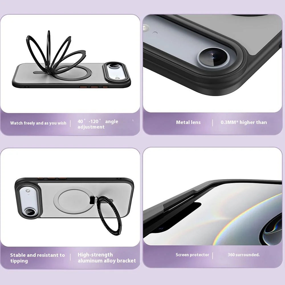 For iPhone Air Case TPU + Acrylic Hidden Magnetic Kickstand Phone Cover - Black - 7