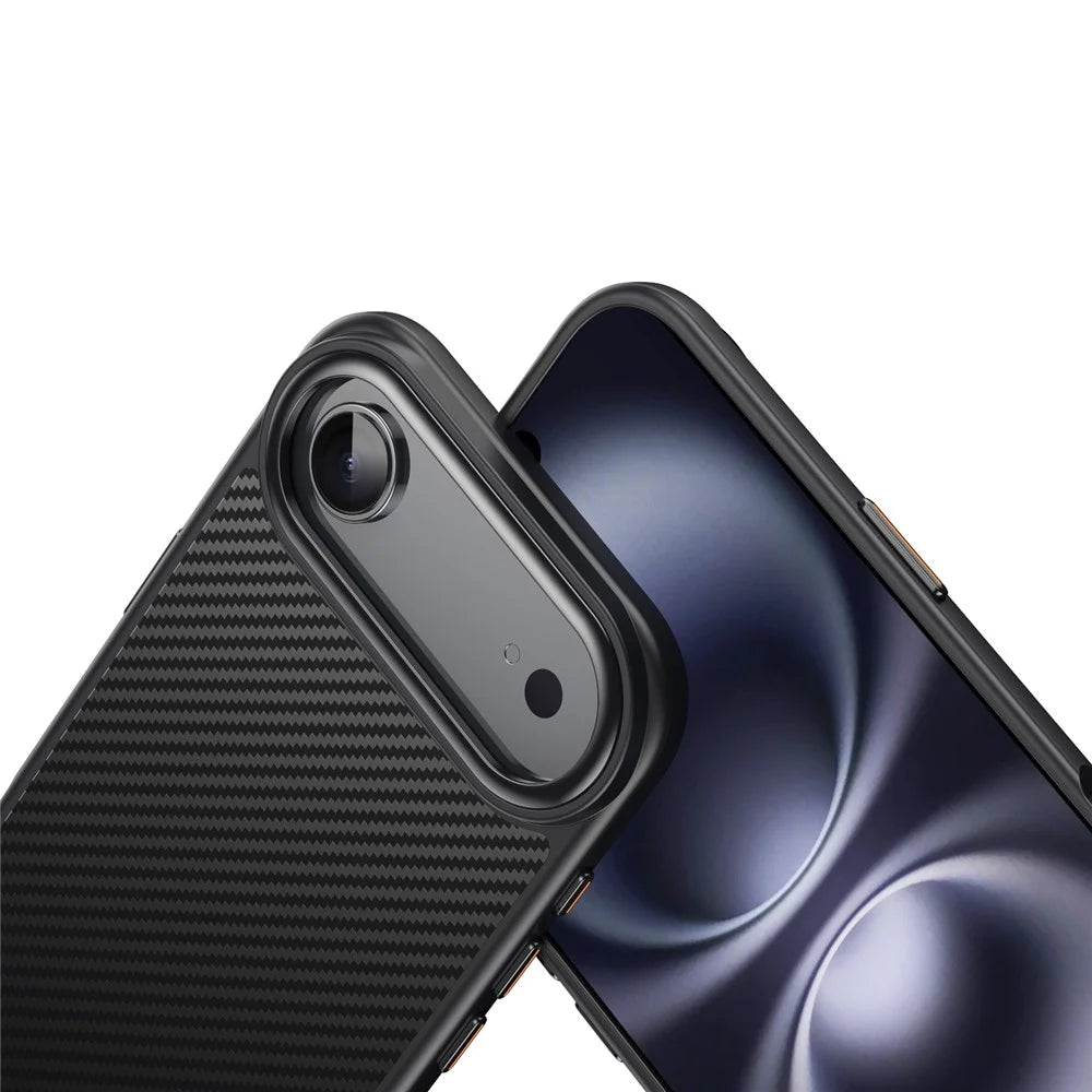 For iPhone Air Magnetic Case Compatible with MagSafe Carbon Fiber Texture PC + TPU Cover - Black - 3