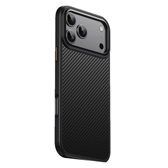 For iPhone 17 Pro Magnetic Case Compatible with MagSafe Carbon Fiber Texture PC + TPU Cover - Black - 1