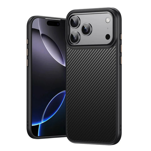 For iPhone 17 Pro Magnetic Case Compatible with MagSafe Carbon Fiber Texture PC + TPU Cover - Black - 2