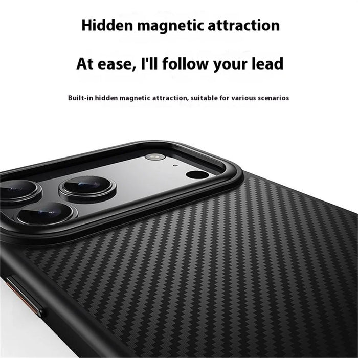 For iPhone 17 Pro Max Magnetic Case Compatible with MagSafe Carbon Fiber Texture PC + TPU Cover - Black - 5