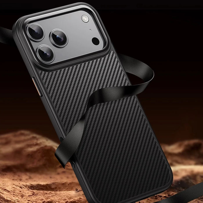For iPhone 17 Pro Max Magnetic Case Compatible with MagSafe Carbon Fiber Texture PC + TPU Cover - Black - 7