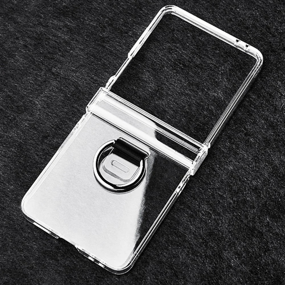 For Samsung Galaxy Z Flip7 5G Case Hinge Protection PC Clear Shockproof Phone Cover with Finger Ring - 2