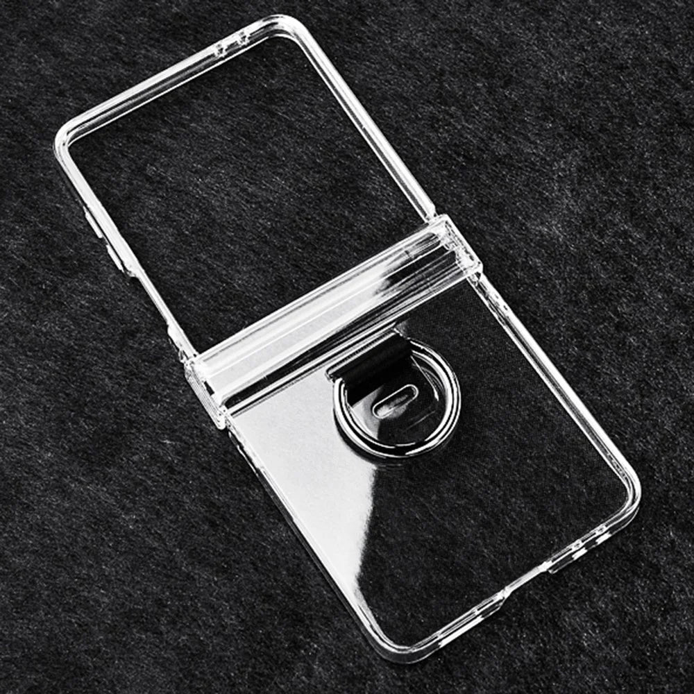 For Samsung Galaxy Z Flip7 5G Case Hinge Protection PC Clear Shockproof Phone Cover with Finger Ring - 3