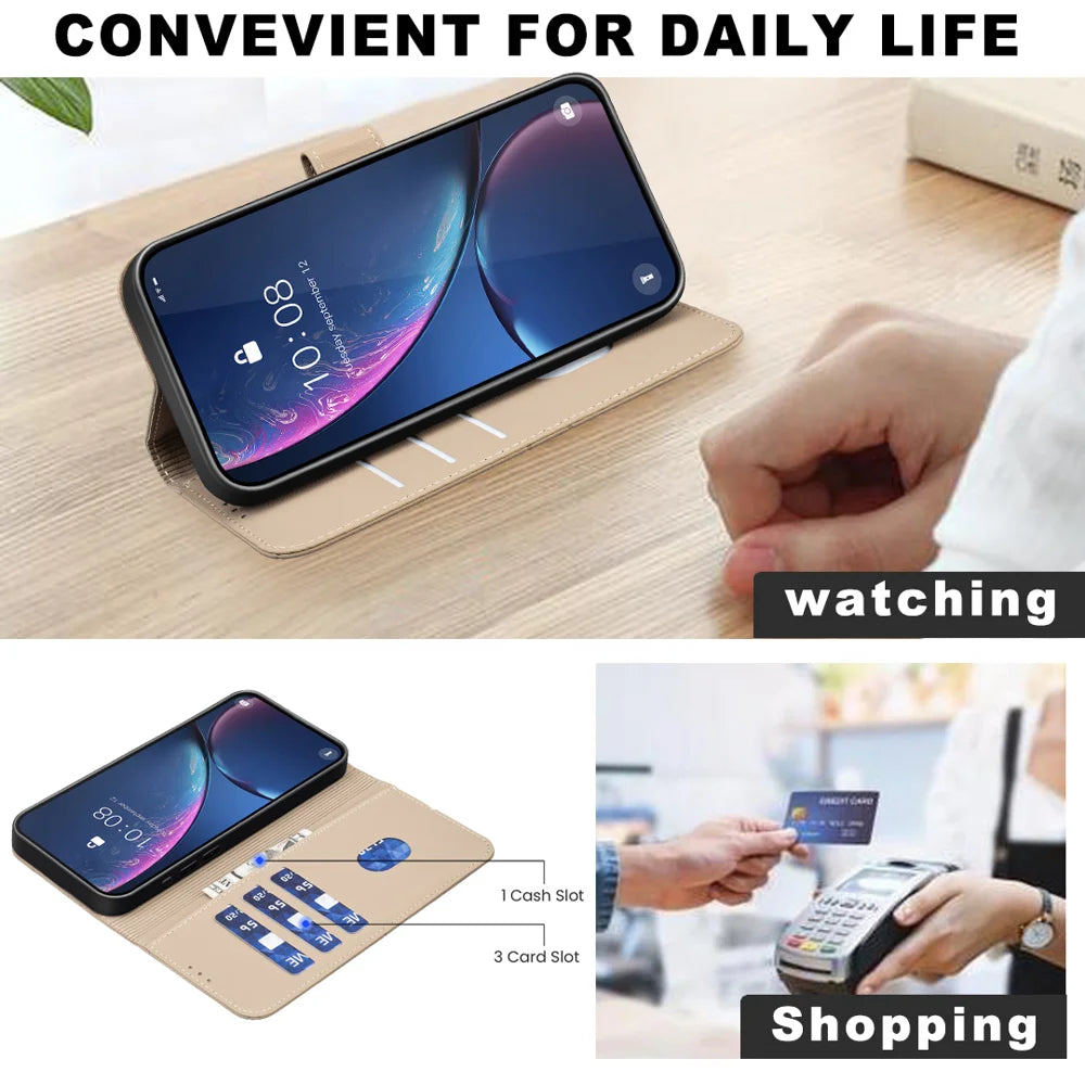 BINFEN COLOR For iPhone 18 Pro / 17 Pro Case  BF35 Geometry Imprinted Leather Phone Cover RFID Blocking Wallet Stand - Beige - 5