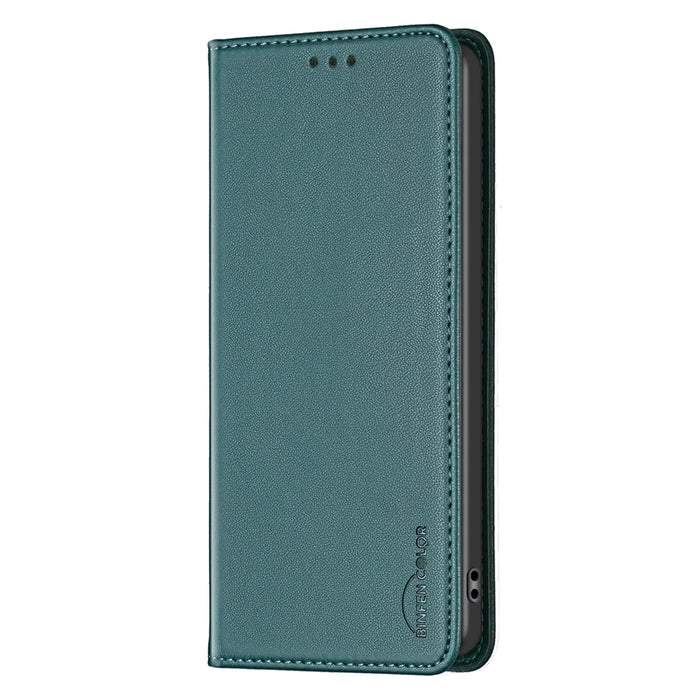 BINFEN COLOR For iPhone 17 Leather Case  BF18 Phone Stand Cover with Card Slots - Green - 2