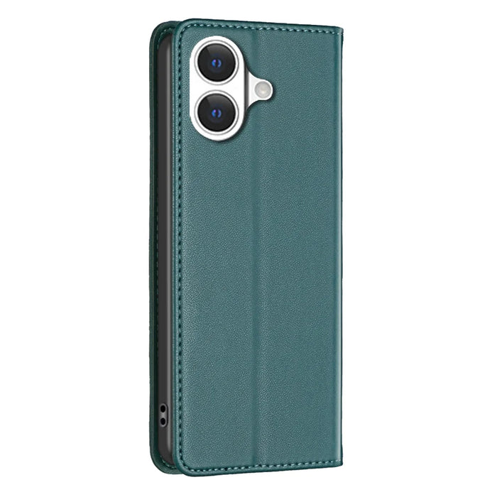 BINFEN COLOR For iPhone 17 Leather Case  BF18 Phone Stand Cover with Card Slots - Green - 3