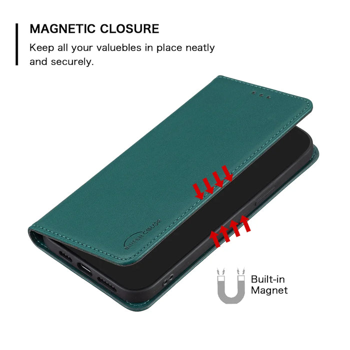 BINFEN COLOR For iPhone 17 Leather Case  BF18 Phone Stand Cover with Card Slots - Green - 7