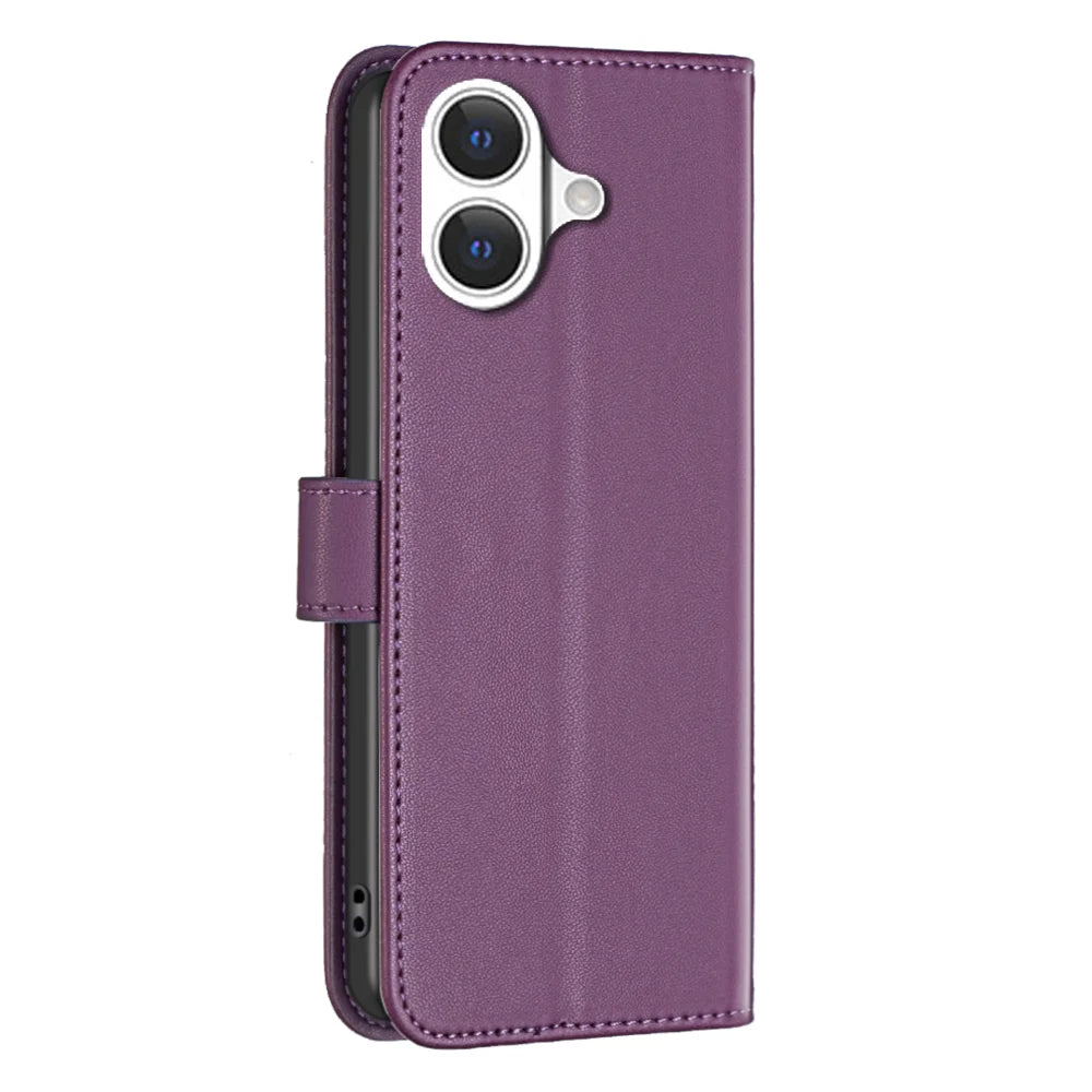 BINFEN COLOR For iPhone 17 Phone Case  BF17 Wallet Folio Flip Leather Cover - Dark Purple - 3