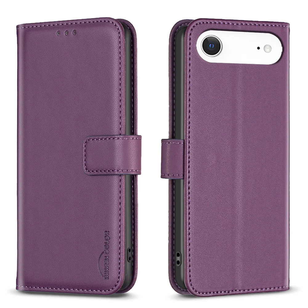 BINFEN COLOR For iPhone Air Phone Case  BF17 Wallet Folio Flip Leather Cover - Dark Purple - 1