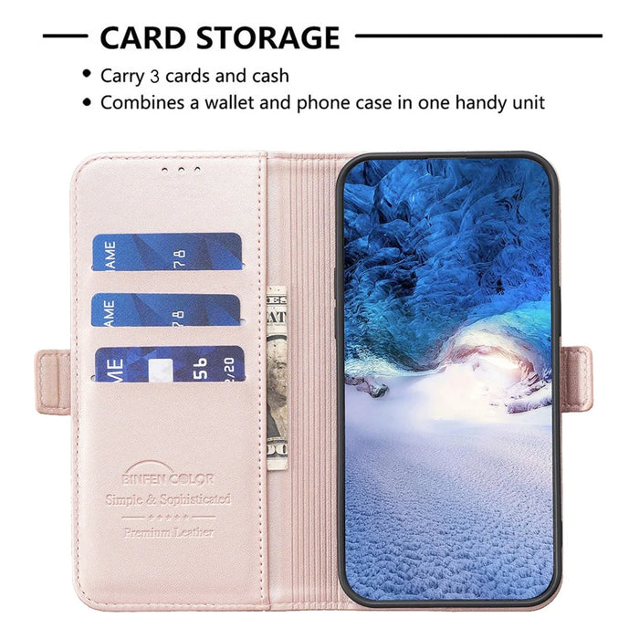 BINFEN COLOR For iPhone 18 Pro Max / 17 Pro Max Case  BF31  PU Leather Flip Folio Phone Wallet Cover - Pink - 5