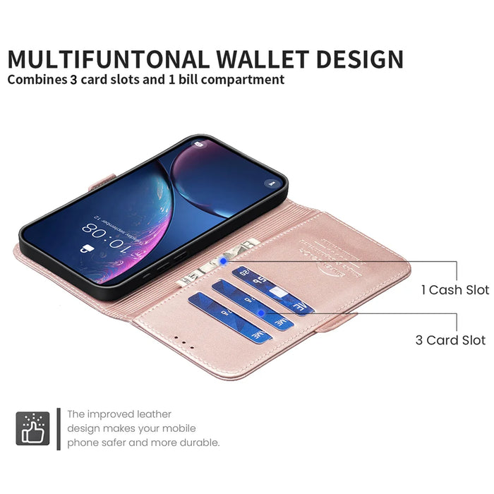 BINFEN COLOR For iPhone 18 Pro Max / 17 Pro Max Case  BF31  PU Leather Flip Folio Phone Wallet Cover - Pink - 6