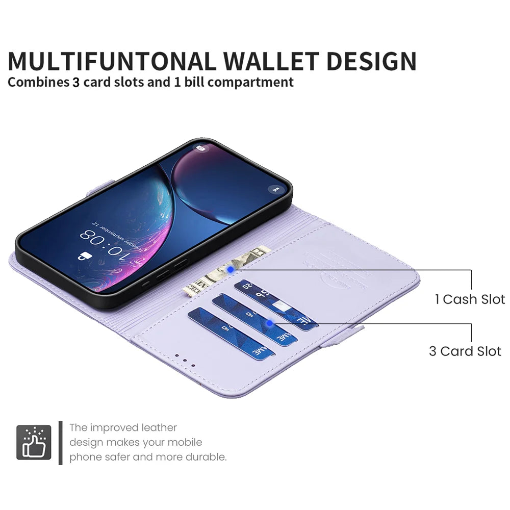 BINFEN COLOR For iPhone 18 Pro / 17 Pro Case  BF31  PU Leather Flip Folio Phone Wallet Cover - Purple - 6