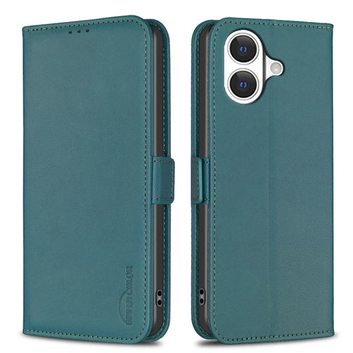 BINFEN COLOR For iPhone 17 Case  BF31  PU Leather Flip Folio Phone Wallet Cover - Green - 1