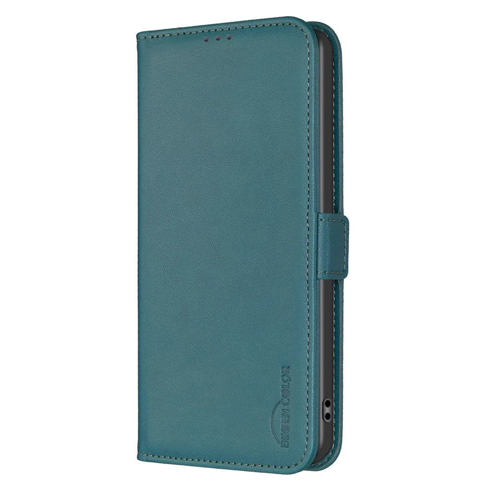 BINFEN COLOR For iPhone 17 Case  BF31  PU Leather Flip Folio Phone Wallet Cover - Green - 2