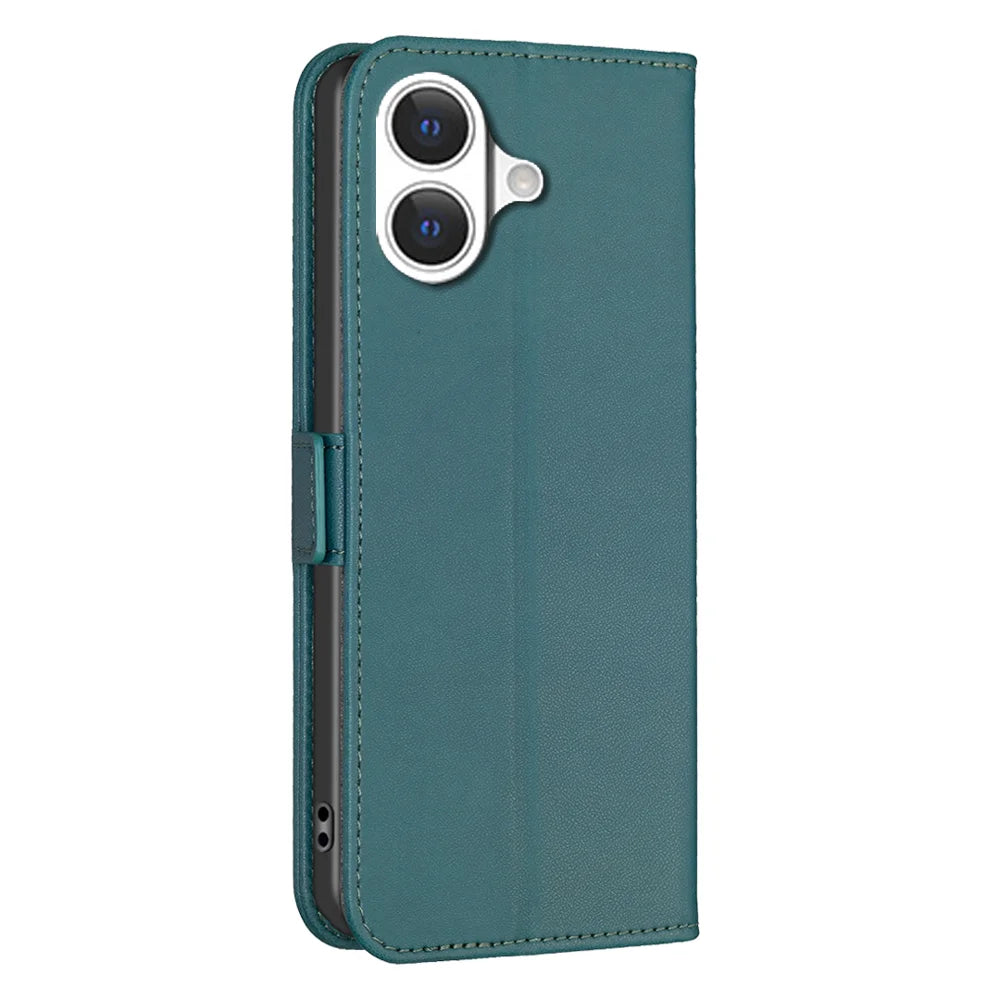 BINFEN COLOR For iPhone 17 Case  BF31  PU Leather Flip Folio Phone Wallet Cover - Green - 3