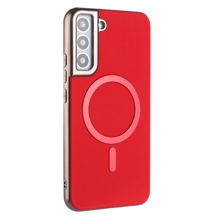 BINFEN COLOR For Samsung Galaxy S25+ Case  BF40 Magnetic Case Electroplated PU + TPU Phone Back Cover - Red - 2
