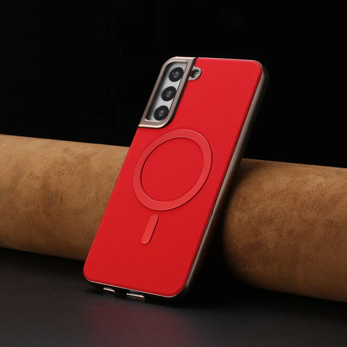 BINFEN COLOR For Samsung Galaxy S25+ Case  BF40 Magnetic Case Electroplated PU + TPU Phone Back Cover - Red - 6