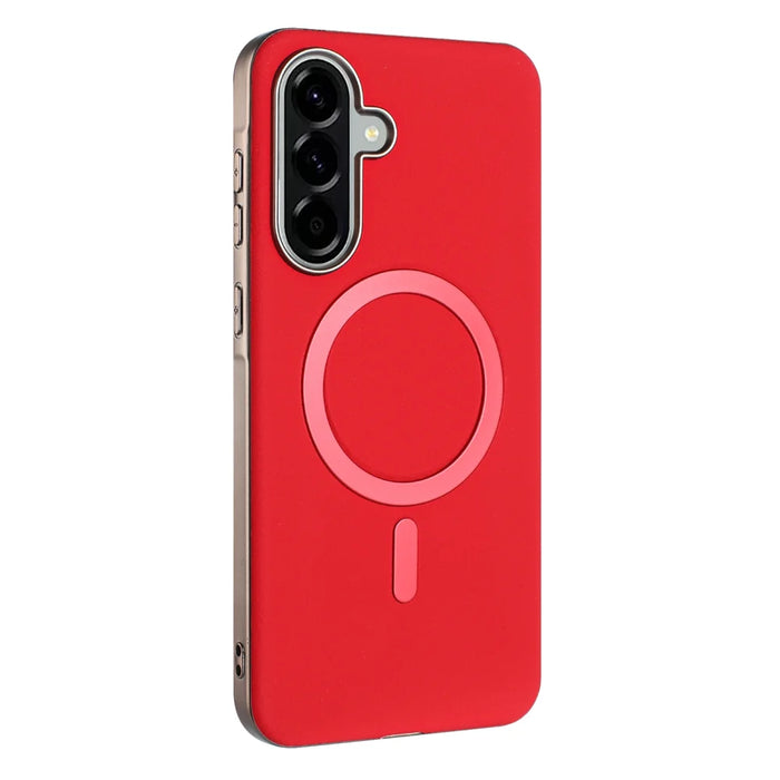 BINFEN COLOR For Samsung Galaxy A36 5G Case  BF40 Magnetic Case Electroplated PU + TPU Phone Back Cover - Red - 2