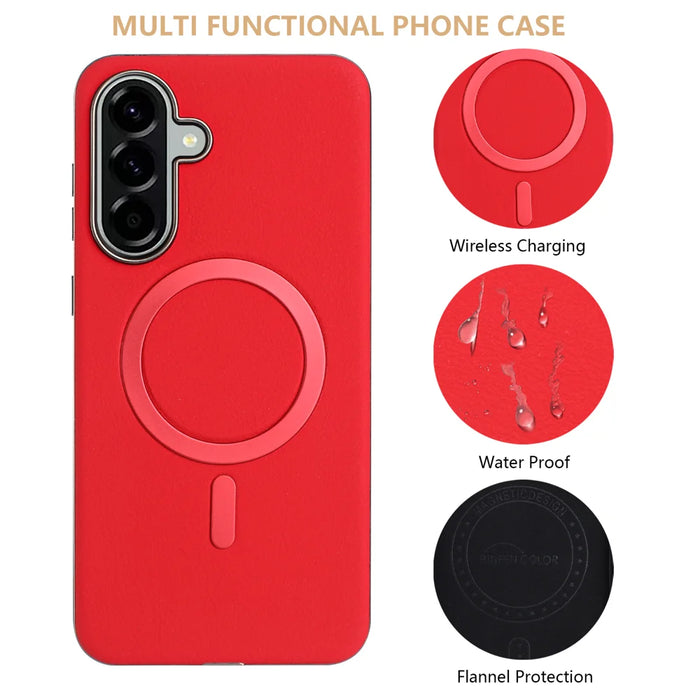 BINFEN COLOR For Samsung Galaxy A36 5G Case  BF40 Magnetic Case Electroplated PU + TPU Phone Back Cover - Red - 4