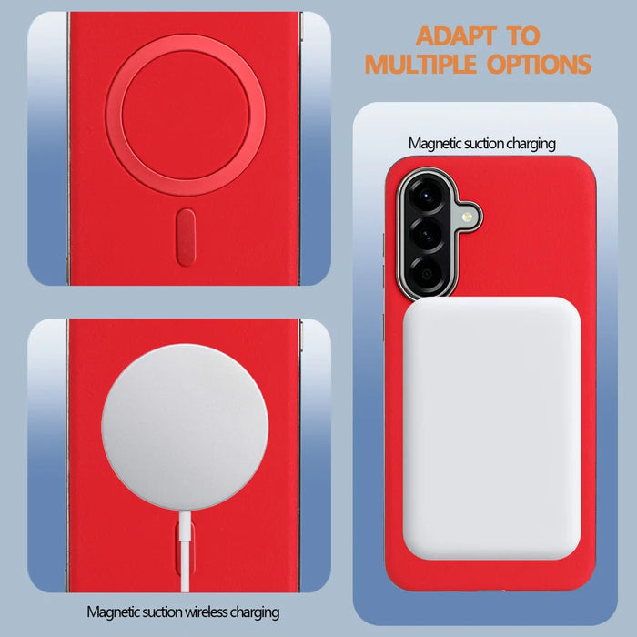 BINFEN COLOR For Samsung Galaxy A36 5G Case  BF40 Magnetic Case Electroplated PU + TPU Phone Back Cover - Red - 5