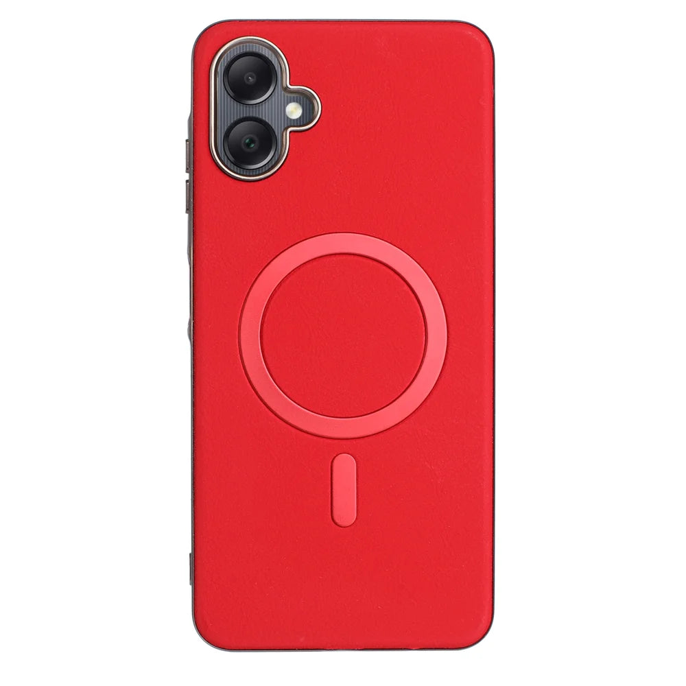 BINFEN COLOR For Samsung Galaxy A06 5G / Galaxy A06 4G Case  BF40 Magnetic Case Electroplated PU + TPU Phone Back Cover - Red - 1