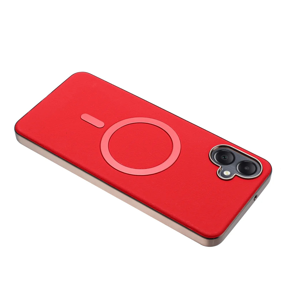 BINFEN COLOR For Samsung Galaxy A06 5G / Galaxy A06 4G Case  BF40 Magnetic Case Electroplated PU + TPU Phone Back Cover - Red - 3