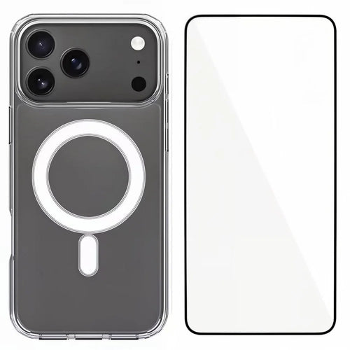 WANLONFENG For iPhone 17 Pro Max Clear Phone Case  LM Series Compatible with MagSafe with Screen Film (Big Lens Hole) - Transparent - 1