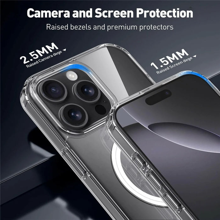 For iPhone 16 Pro Max Magnetic Case TPU + Acrylic Clear Phone Back Cover - 5