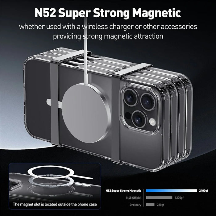 For iPhone 16 Pro Max Magnetic Case TPU + Acrylic Clear Phone Back Cover - 6