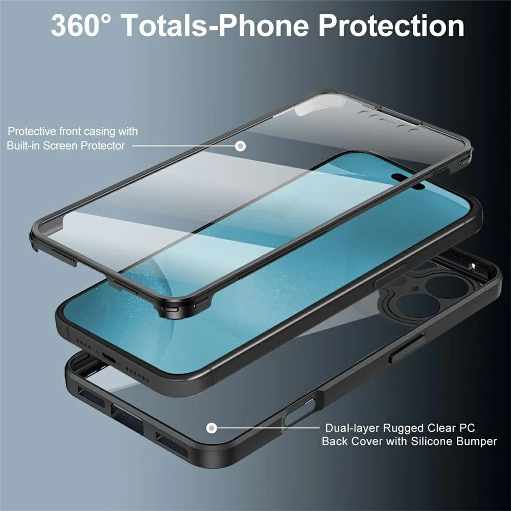 For iPhone 17 Case Acrylic + TPU Clear Phone Cover with PET Screen Film - Black - 2