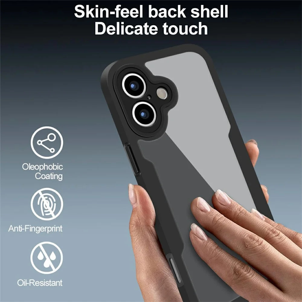 For iPhone 17 Case Acrylic + TPU Clear Phone Cover with PET Screen Film - Black - 6